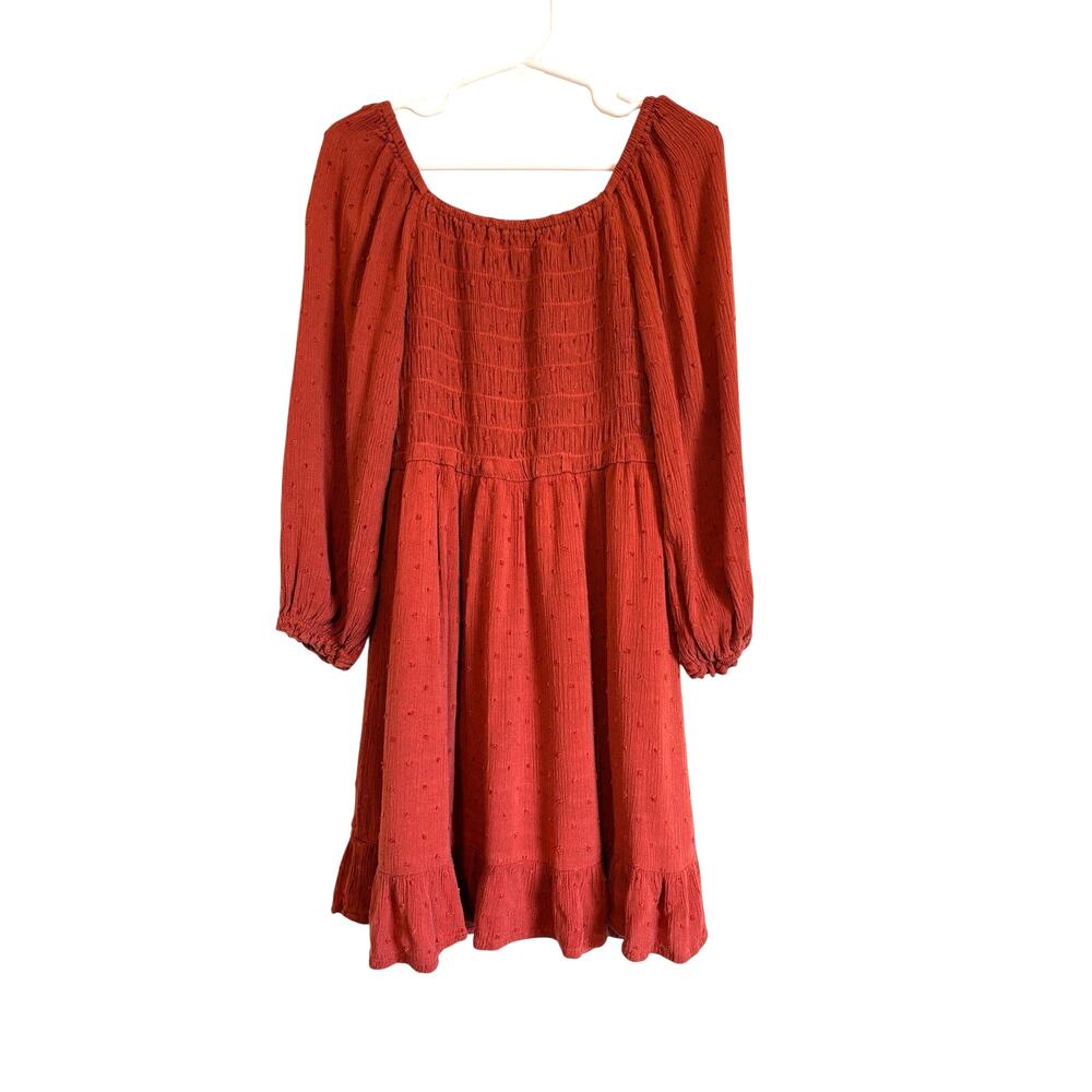 Wild Daisy Smocked Long Sleeve Dress Rust Ruffle Size 7 Girls Autumn Cottage